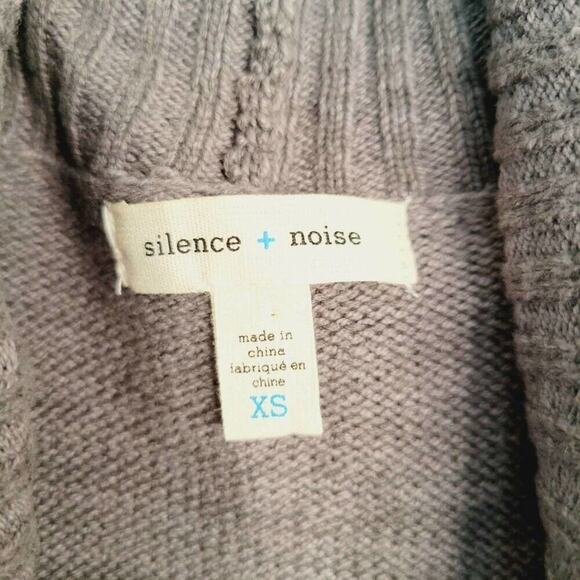 Silence & Noise Womens X-Small Grey Duster Cardigan Sweater Faux Leather Details - Picture 3 of 8